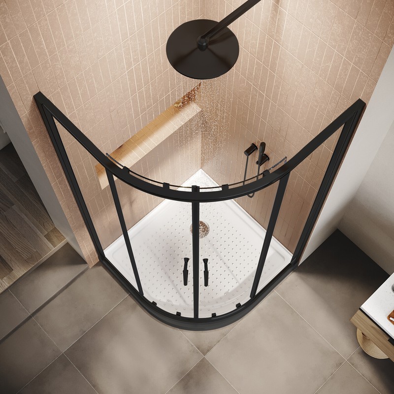 SUNNY Neo-Round Corner Sliding Shower Door Shower Enclosure Tempered Glass +Base gallery