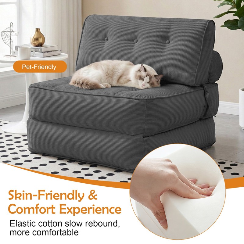 Folding Sofa Bed Convertible Floor Couch Sleeper Chair Compression with Zipper gallery