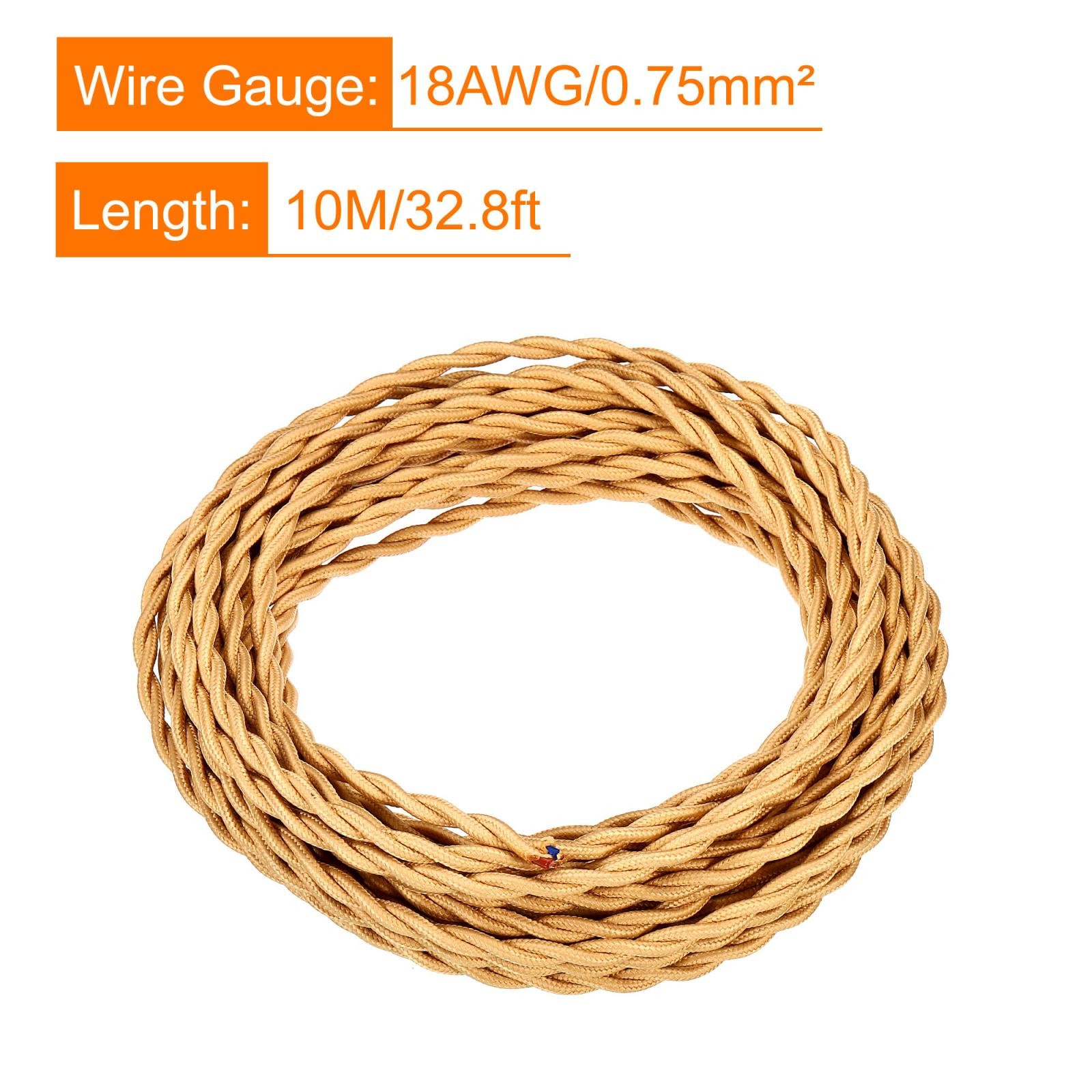 Twisted Cloth Covered Wire 2 Core 18AWG 10m/32.8ft,Electrical Cable,Flaxen gallery