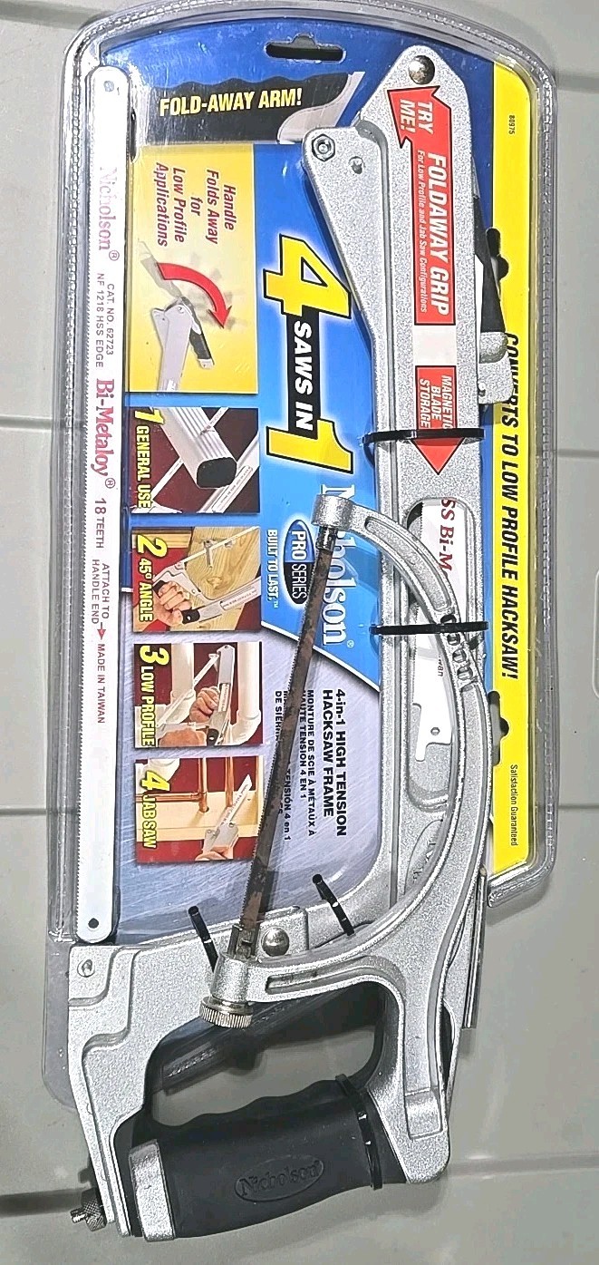 NICHOLSON 12" 4-In-1 PRO SERIES HACKSAW FRAME w/ BLADES gallery