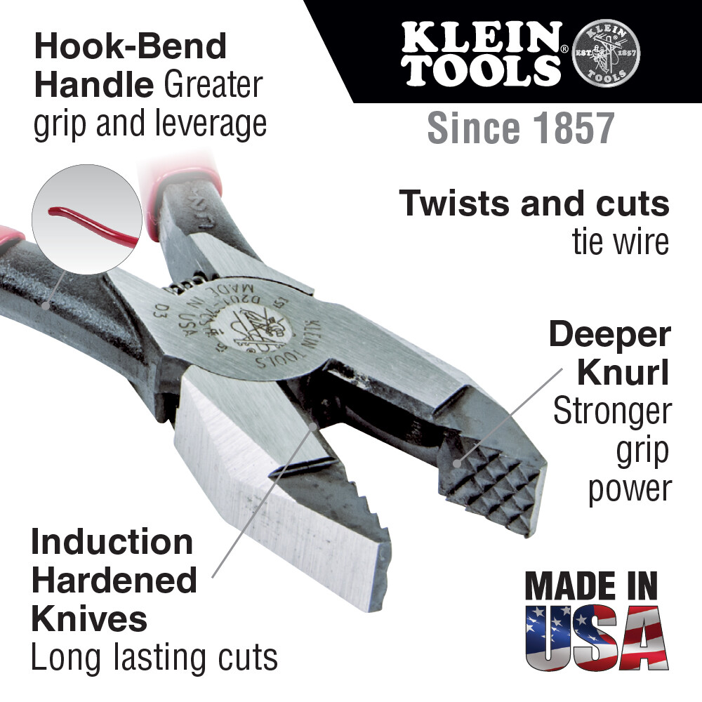 Klein Tools D201-7CSTA 9 in. Aggressive Knurl Ironworker's Pliers gallery