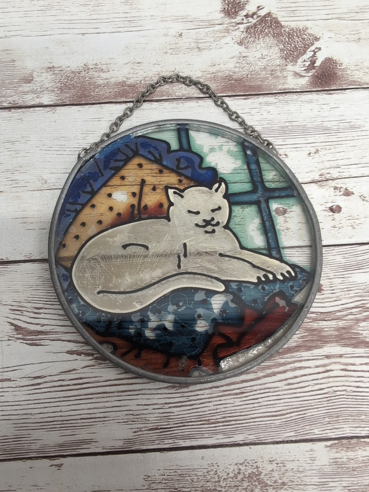 Cat Napping Window Suncatcher Hand Painted gallery