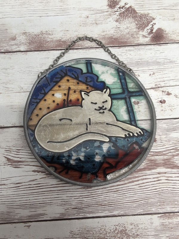 Cat Napping Window Suncatcher Hand Painted gallery