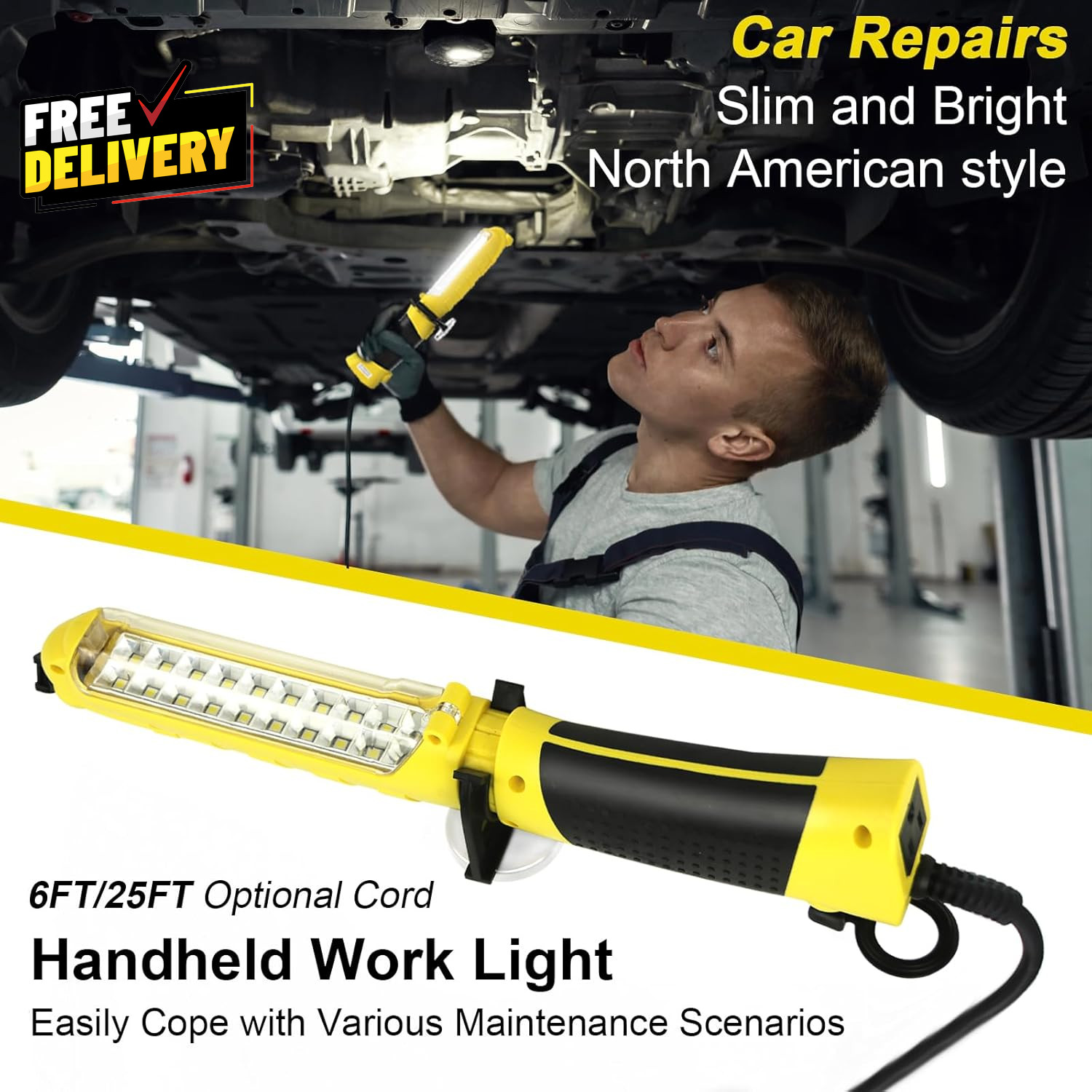 LED Trouble Light Handheld Corded Work Lights with Strong Magnet Double Swivel.. gallery