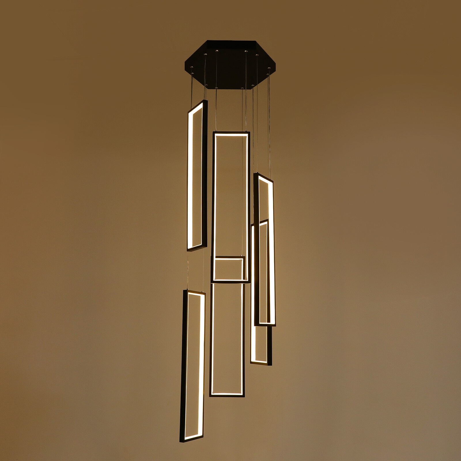 Modern Chandelier with Remote Control LED Contemporary Lighting Fixture 6 Rings gallery