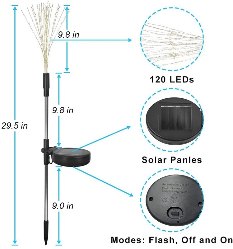 2PCS Solar Firework Lights Outdoor Garden Pathway Lights Backyard Party Decor gallery