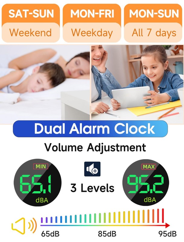 Extra Loud Alarm Clock for Heavy Sleepers AdultsTeensKidsRainbow Clock for gallery