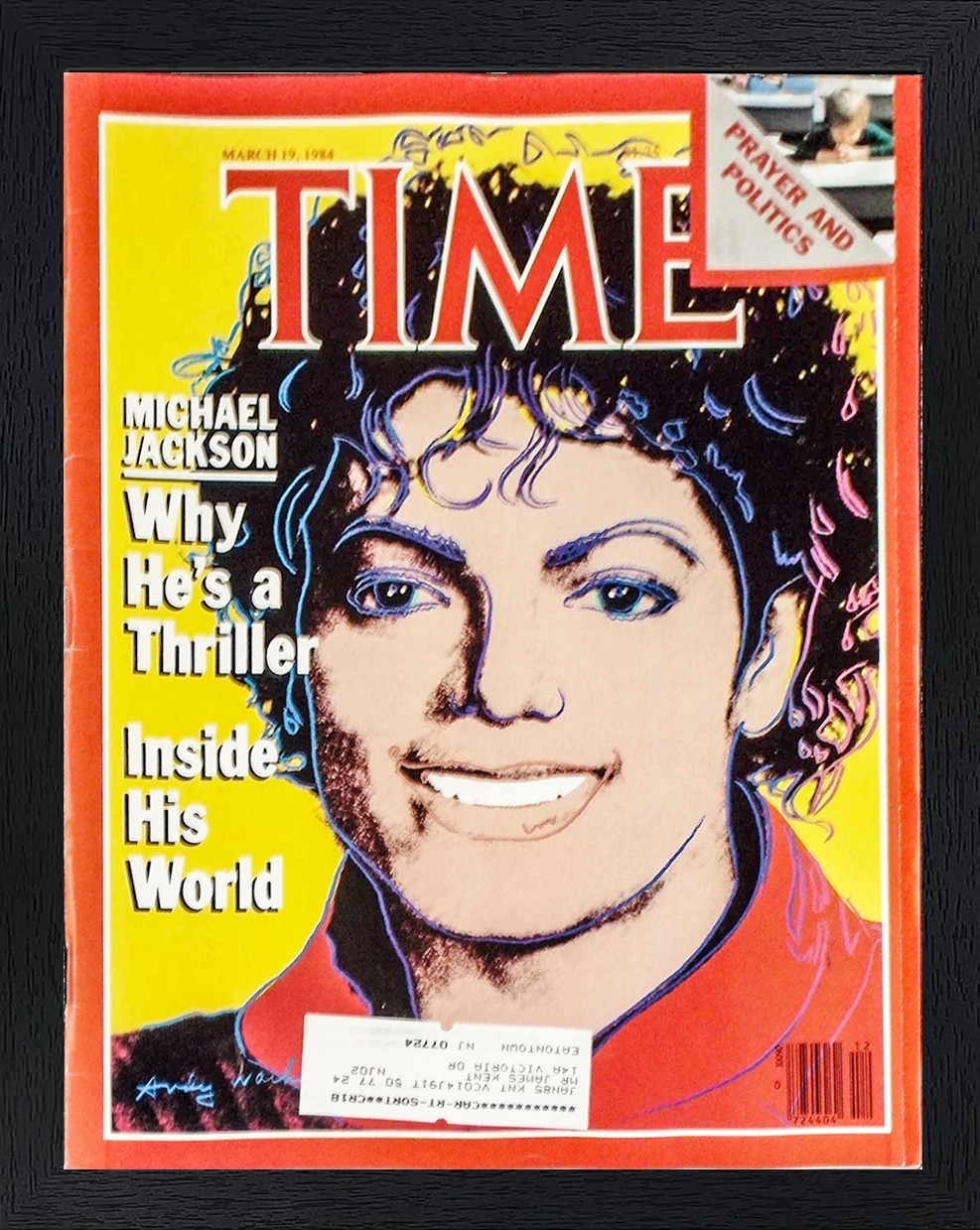 Michael Jackson TIME Magazine 1984 Andy Warhol 1980s Framed Artifact Entire Maga gallery