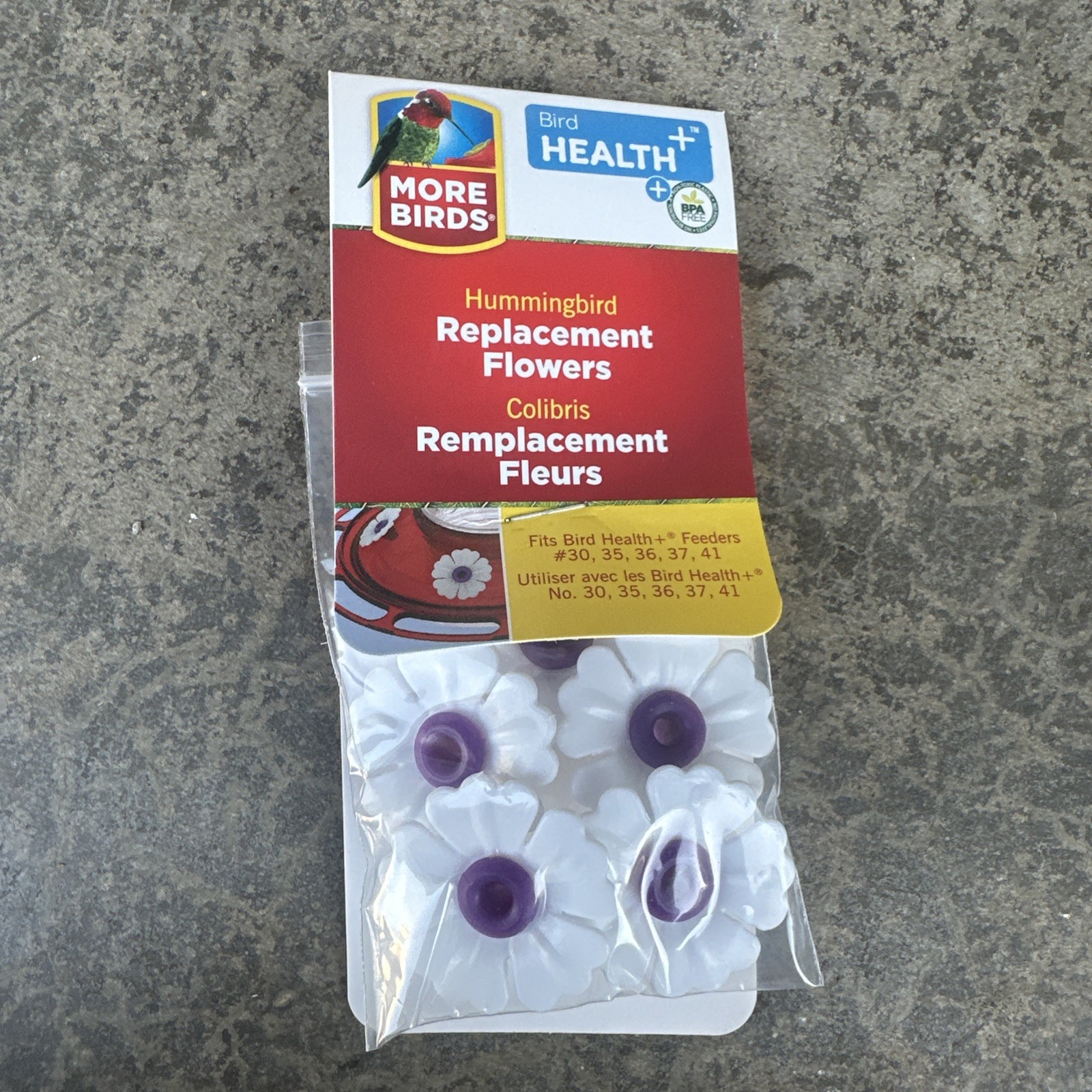 NEW More Birds Replacement Flowers for Hummingbird Feeder, White/purple - 5 Pack gallery