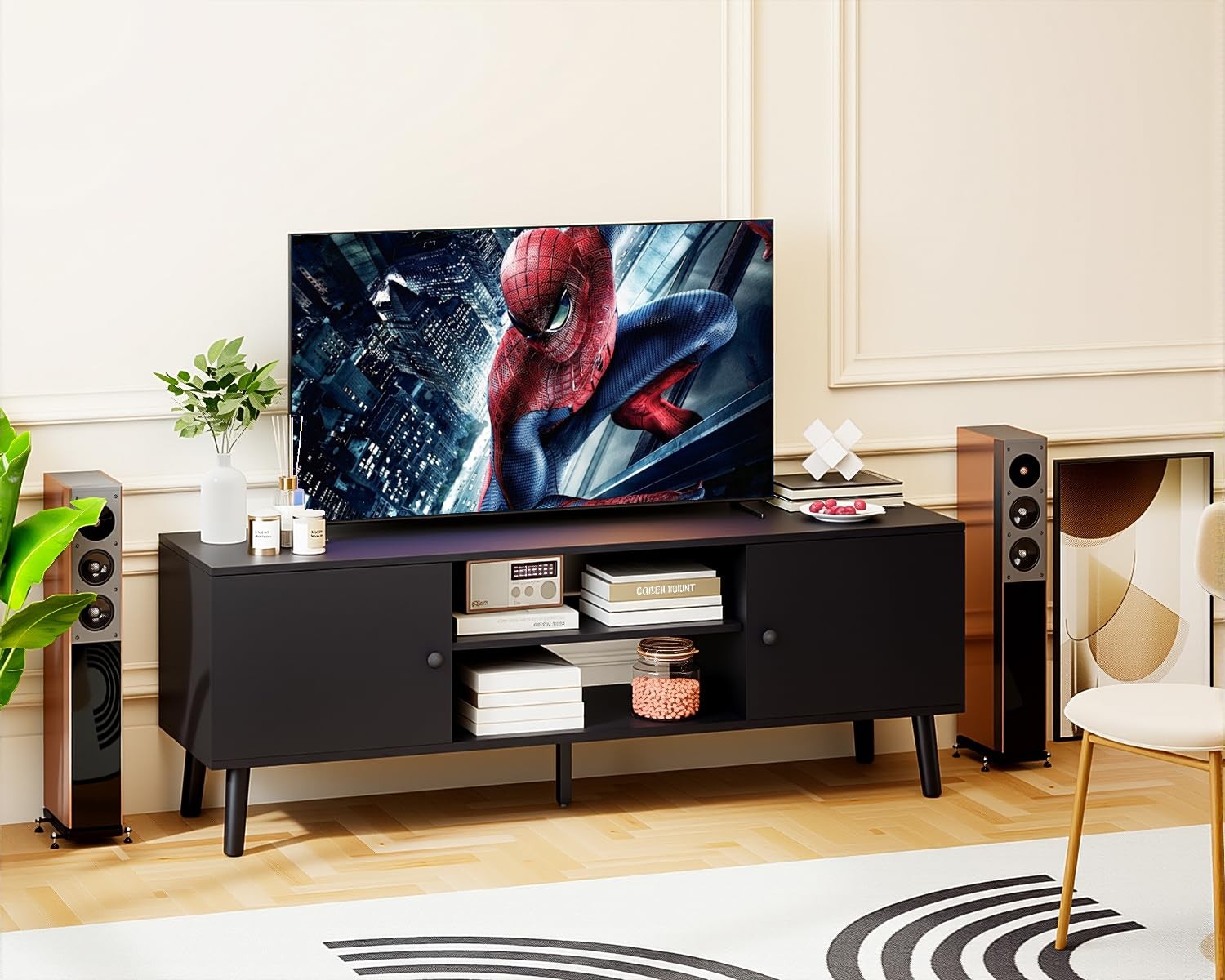 Fdw Tv Stand For 55 60 Inch Tvsentertainment Center 2 Storage Cabinets And Open gallery