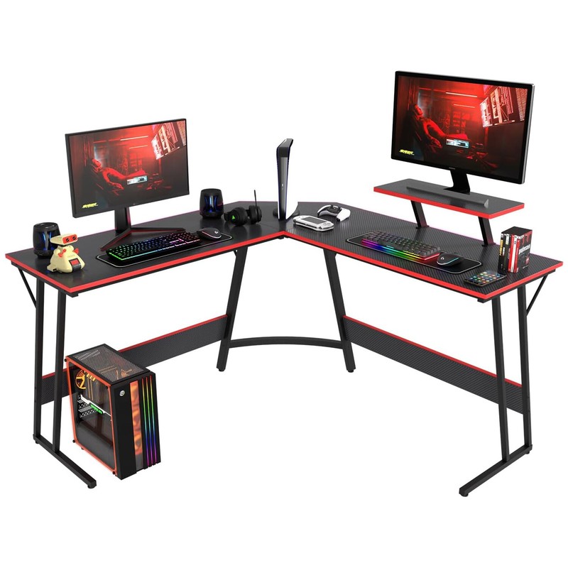 Gaming Desk, L Shaped Corner Computer Desk PC Table Home Office Study Desk Black gallery