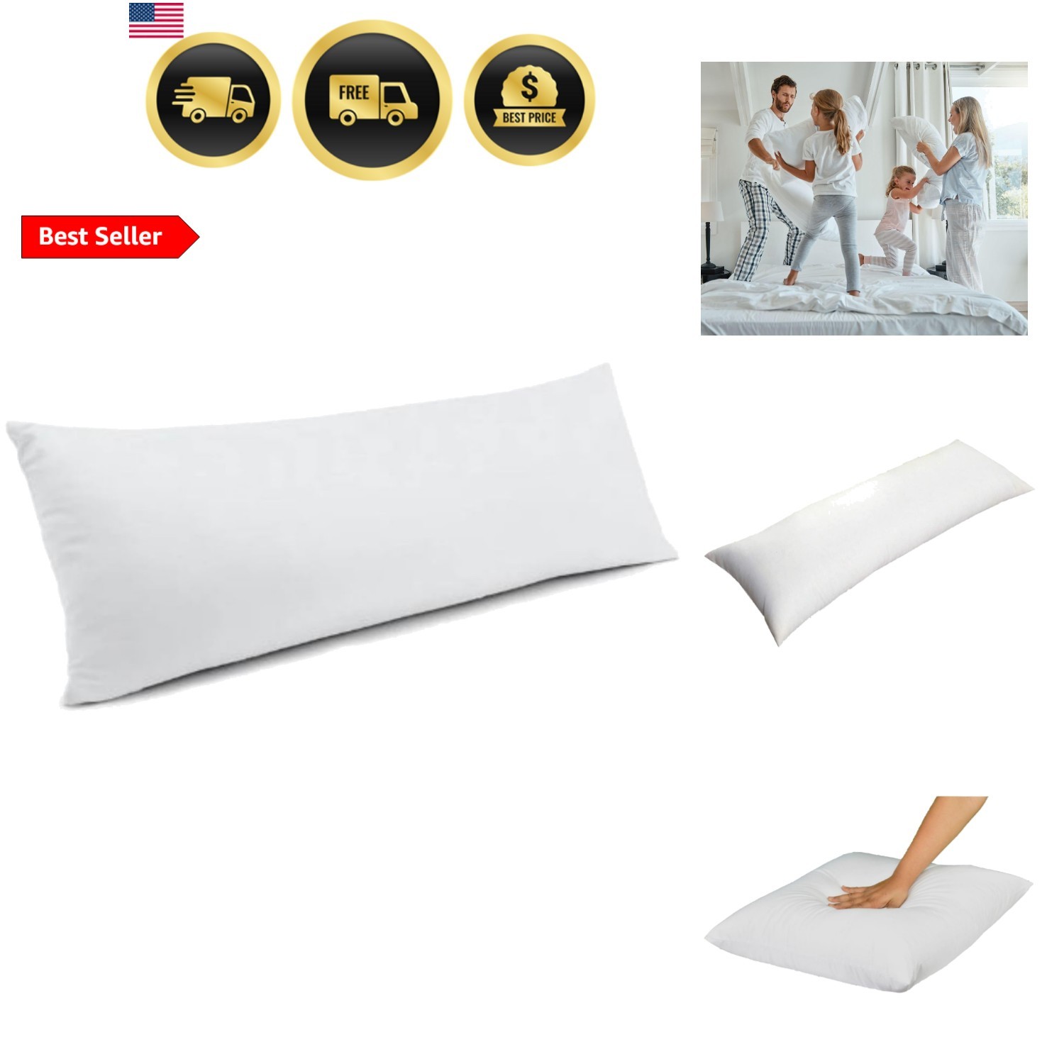 16x38 Inch Synthetic Down Alternative Rectangle Pillow Insert Form Stuffer fo... gallery