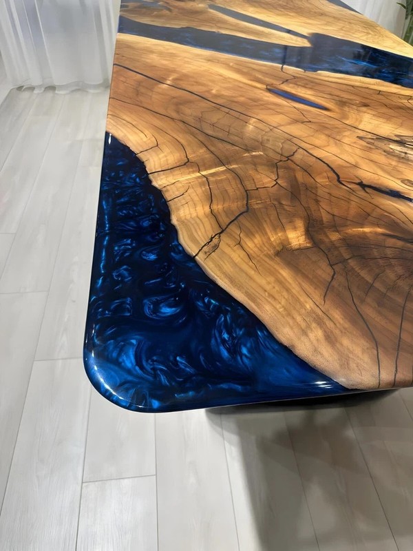 Walnut Epoxy River Table Top 60x36 Live Edge Resin Dining Custom gallery