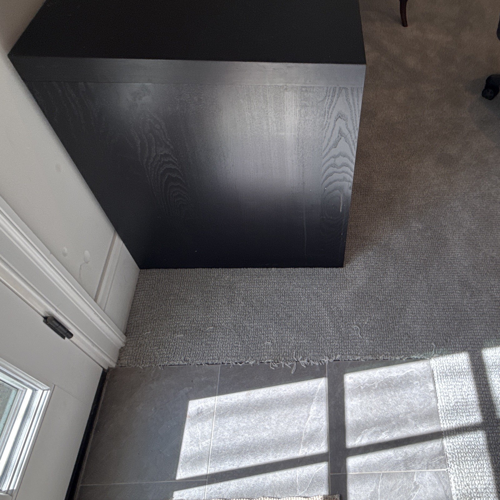 Black Matte Wood Composite Computer Desk 55x26x28 in, Drawer & Shelves Modern gallery