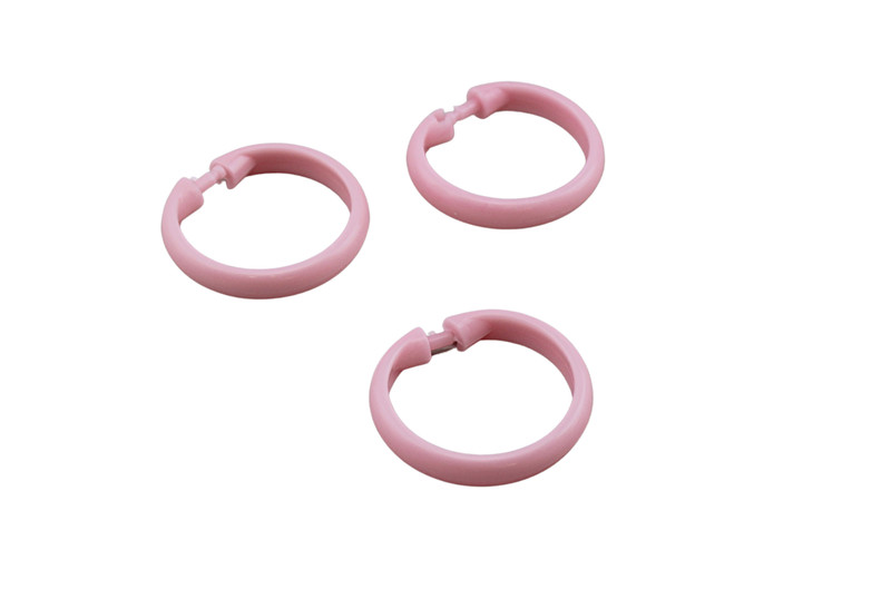 12 Piece Plastic Locking Hook Set Easy Gliding Shower Curtain Rings Pink gallery