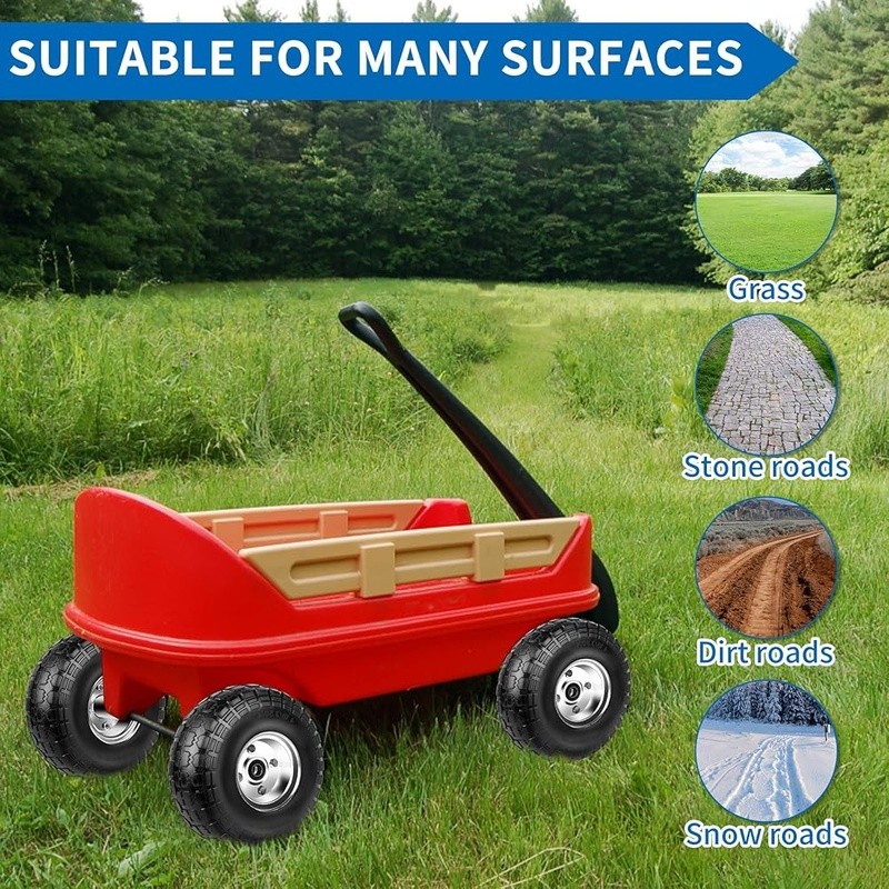 10 Inch Solid Flat Free Tires Replacement Garden Cart Trolley Wheelbarrow New gallery