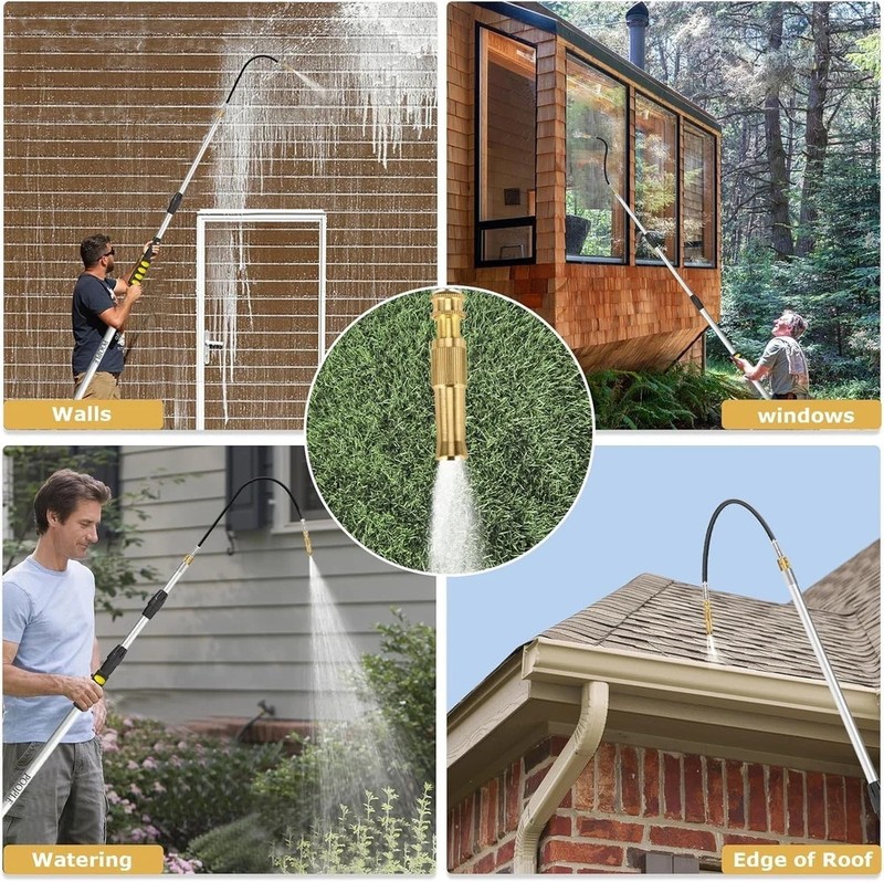 24FT Reach Gutter Cleaning Tools from The Ground, Telescopic Rain Gutter Cleaner gallery
