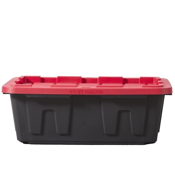 17 Gallon Medium Storage Bin with Snap Lid, Black and Red gallery
