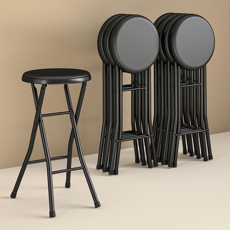 Mainstays 24" Vinyl Padded Folding Stool, Black gallery