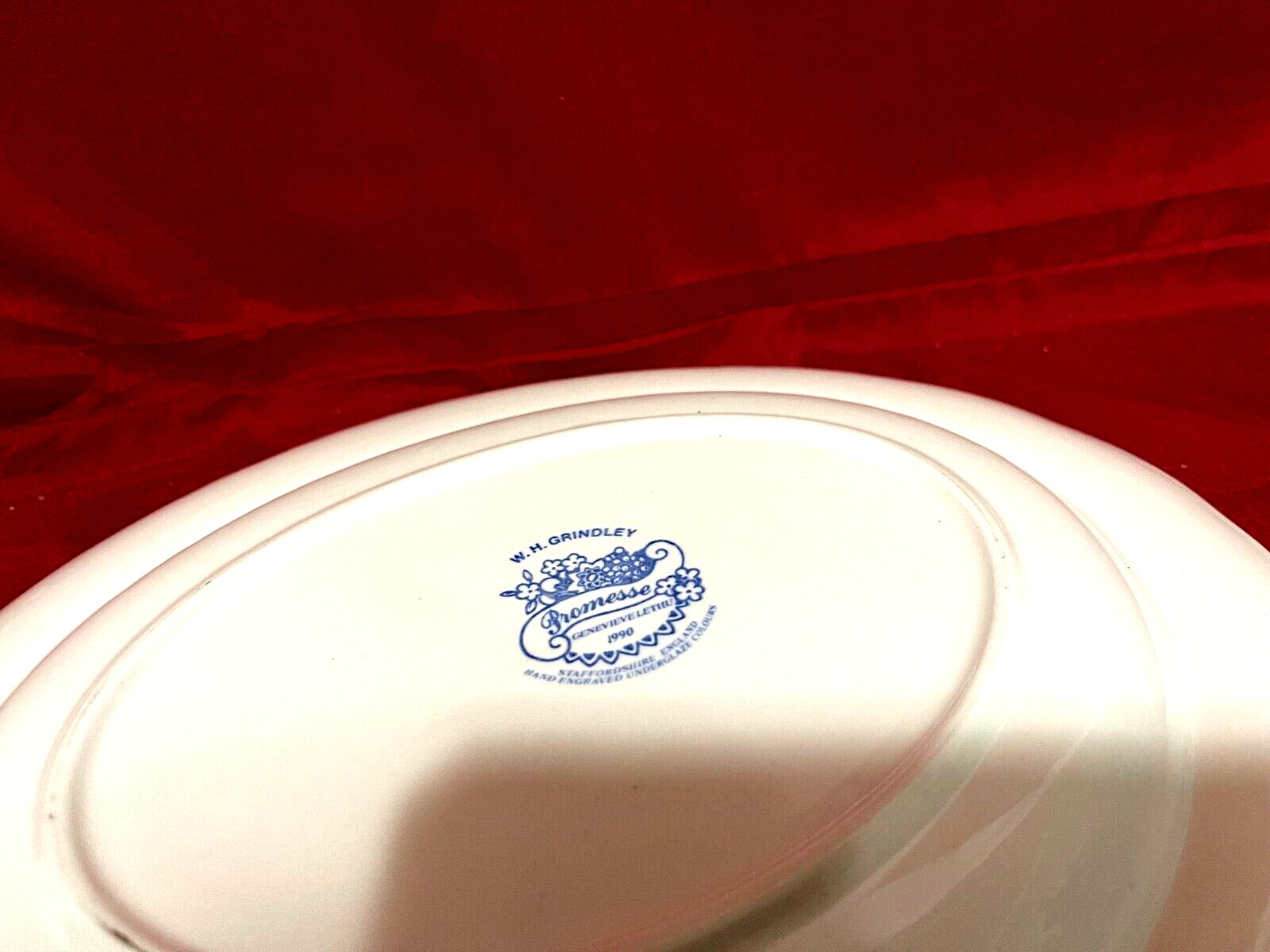 W.M. Grindley Promesse Blue & White Floral Oval Serving Platter 11 3/4" x 9 3/4" gallery