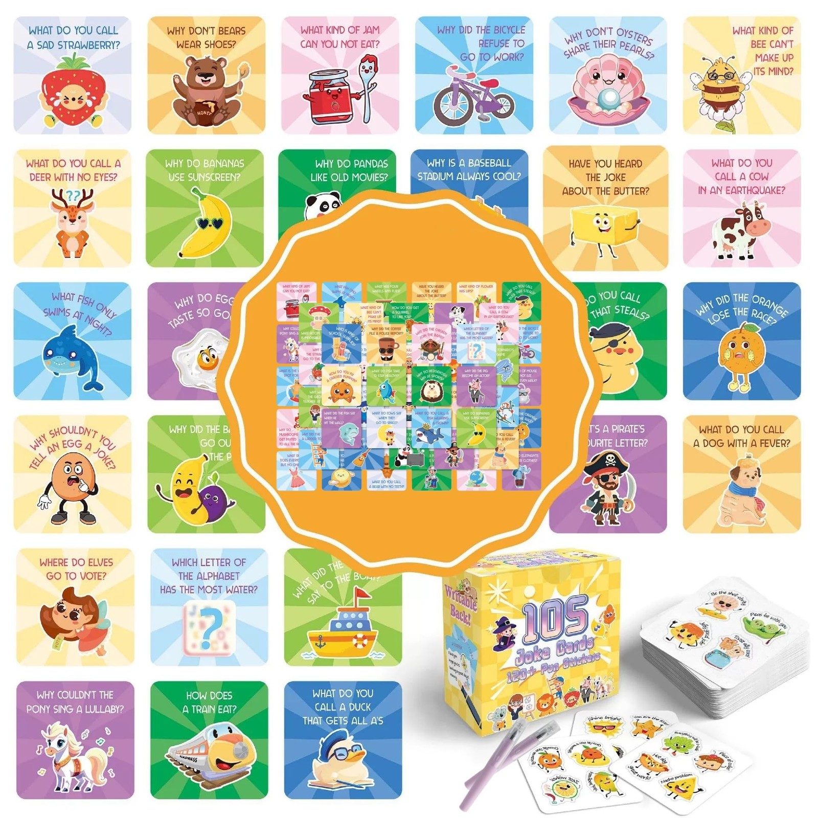 Lunch Box Joke Cards with Stickers for Kids, 105 Motivational Notes and 120 S... gallery