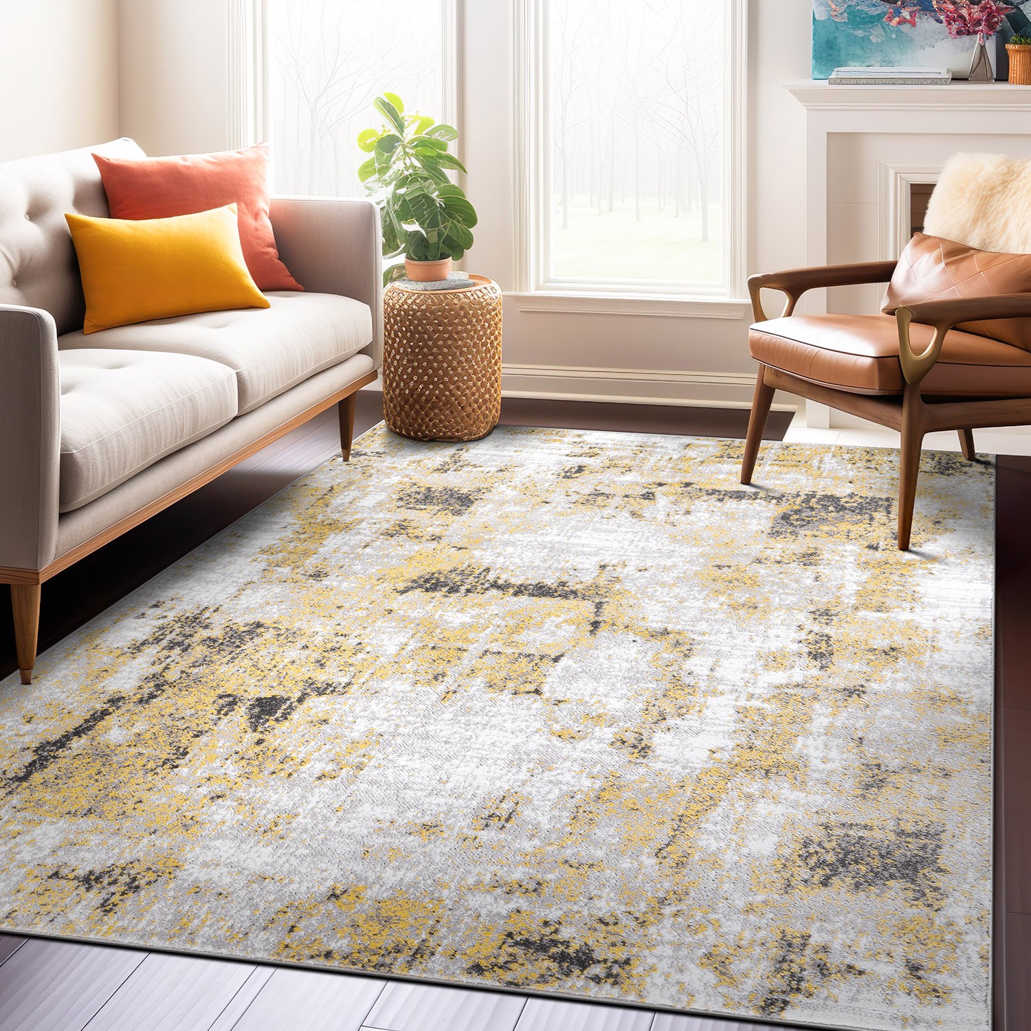 Rugshop Area Rug Contemporary Chic Abstract Design Rugs Carpet for Living Room gallery