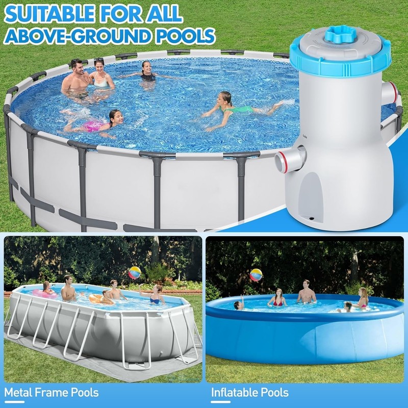 Standard Series Above Ground Pool Filter Pump 800 GPH Flow Rate, Catridge Filter gallery