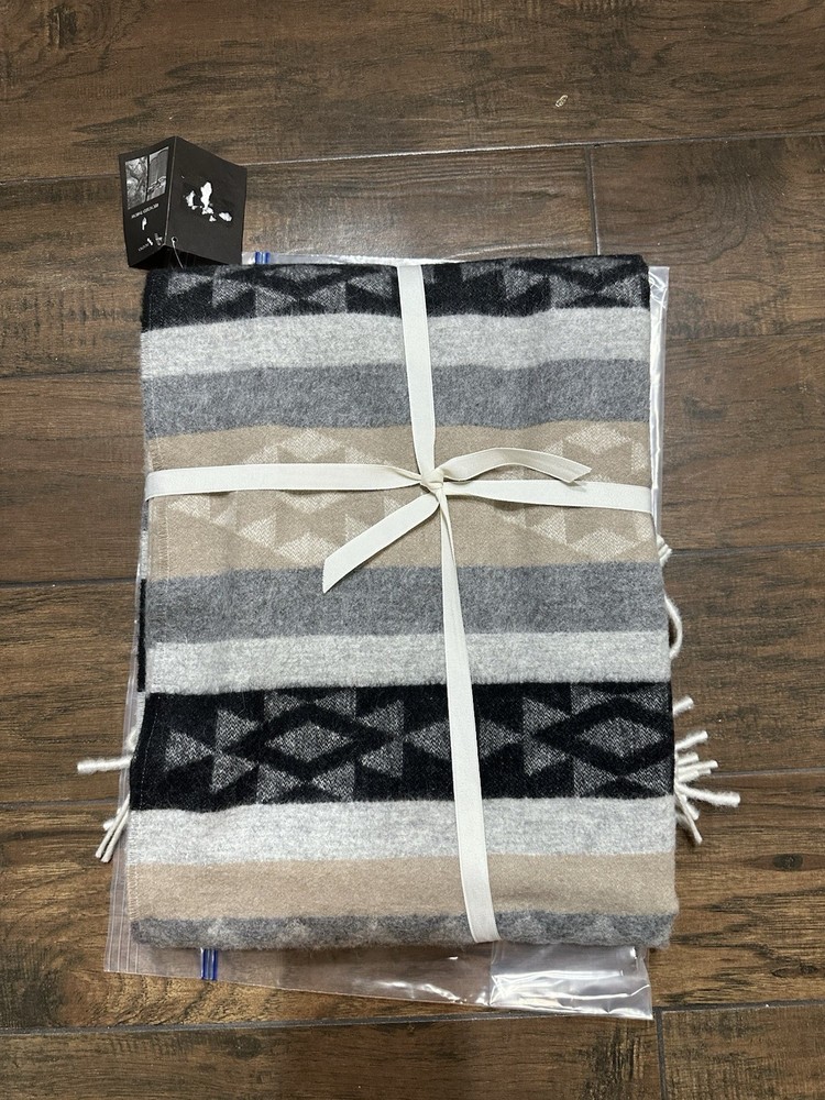 NWT INCAlpaca Aztec Alpaca Blend Throw 60 x 70” Tan Gray Tones W/Fringe
