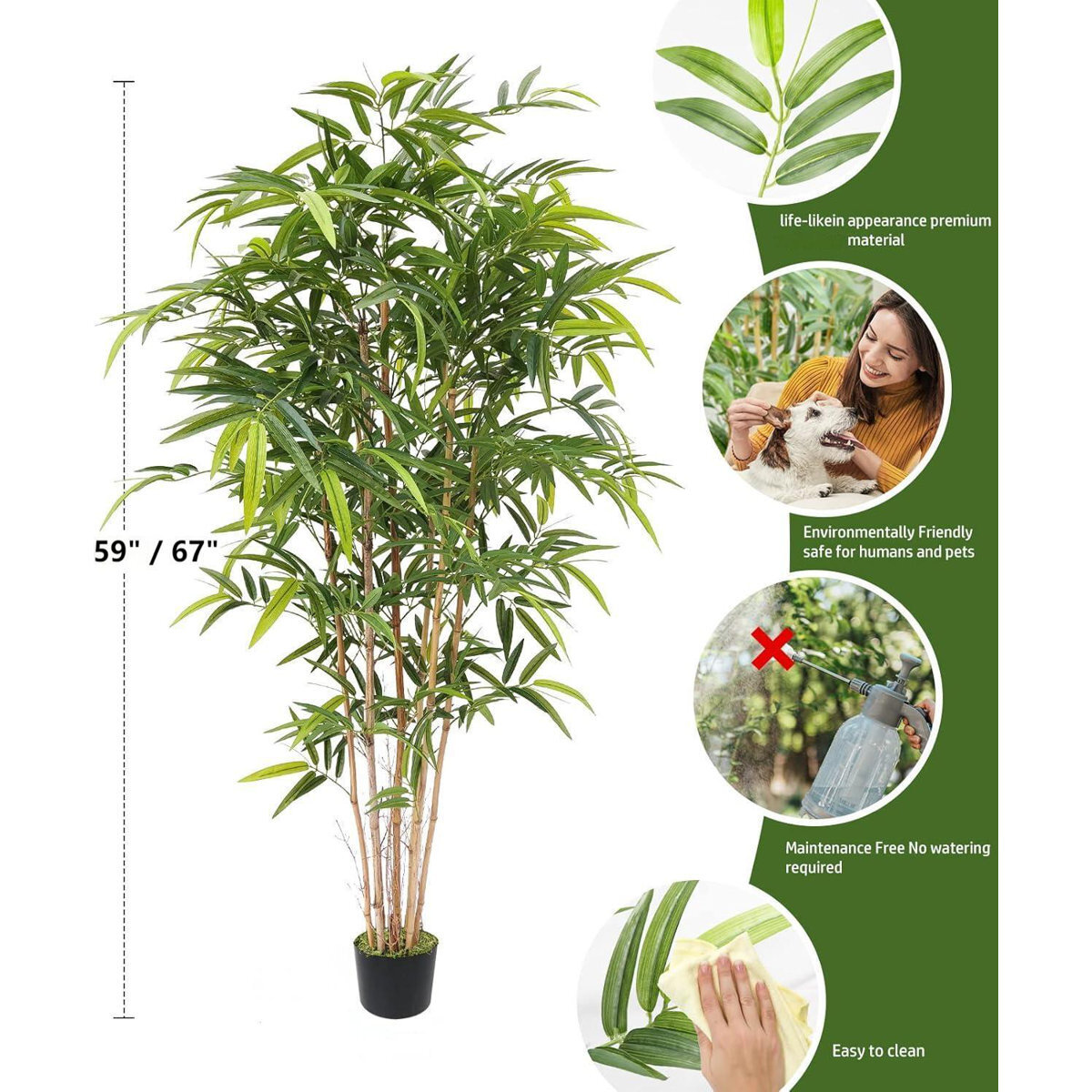 Artificial Bamboo Tree, Fake Plants for Home Decor, Natural Wood Trunk gallery