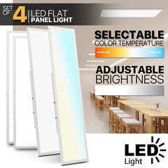 4 Pcs 1×4 LED Flat Panel Troffer Light 4000LM 5000K Dimmable Drop Ceiling Light
