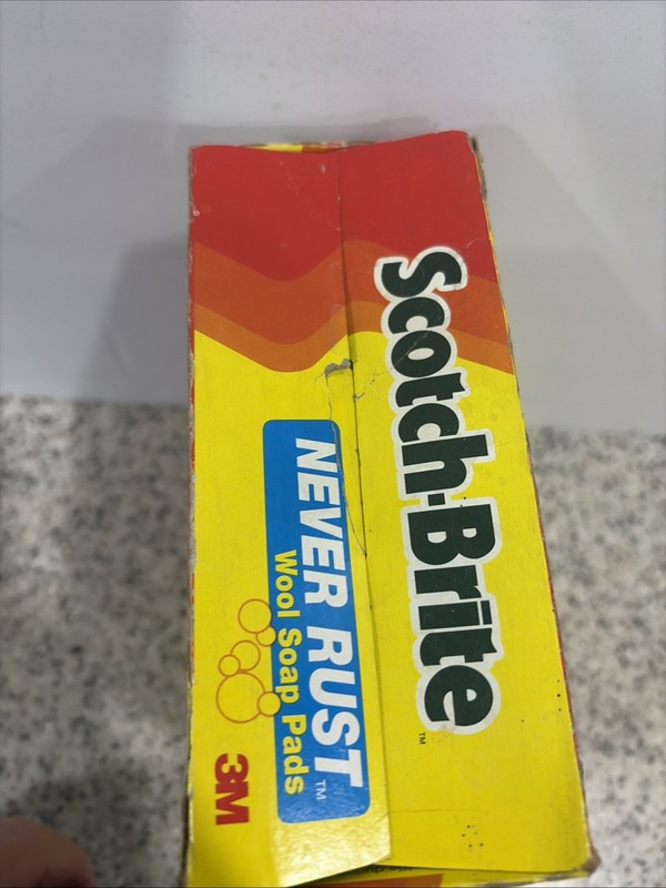 Vintage 3M Scotch-Brite Never Rust Wool Soap Pads 1993 Box of 14 soap pads gallery