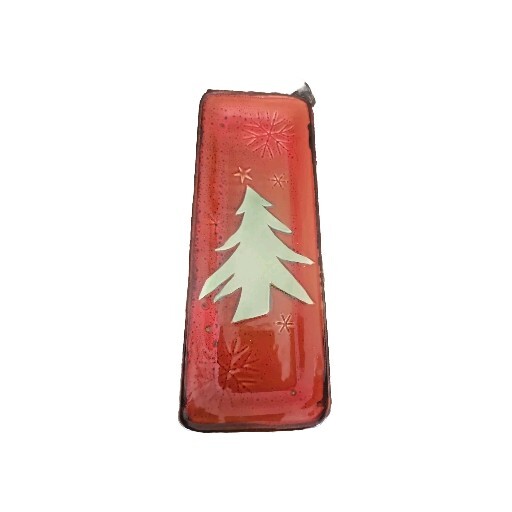 Creative Co-Op Christmas Rustic Rectangle Plate Tree Primitive Design Rust Brown