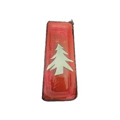 Creative Co-Op Christmas Rustic Rectangle Plate Tree Primitive Design Rust Brown