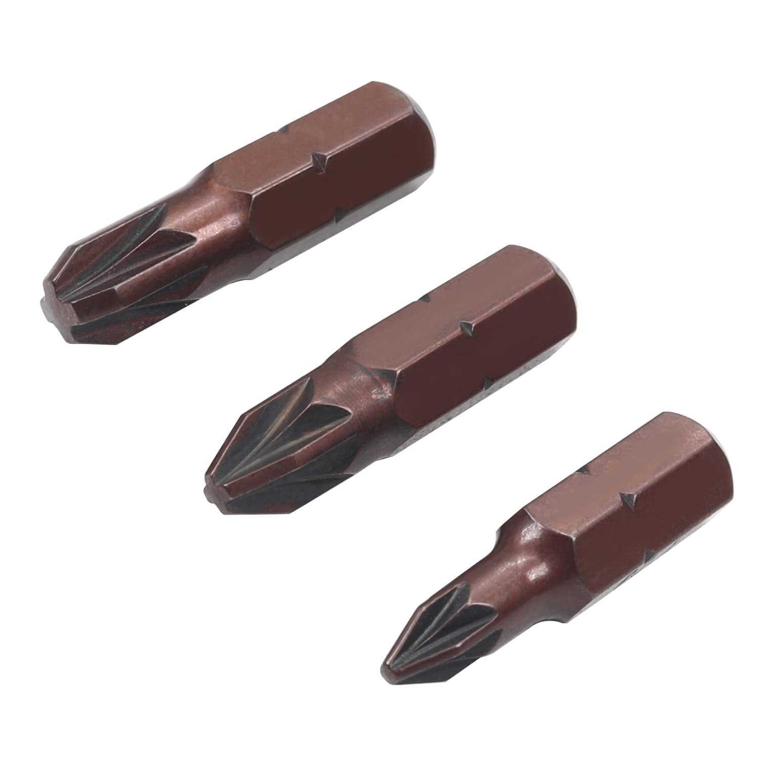 Utoolmart Pozidriv Screwdriver Bits, PZ1+PZ2+PZ3 PZ1+PZ2+PZ3, Brown gallery