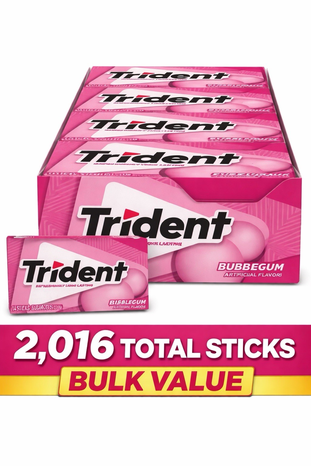 Trident Bubble Gum 12 Boxes (144 Packs / 2,016 Sticks) Bulk Fresh Long Lasting gallery