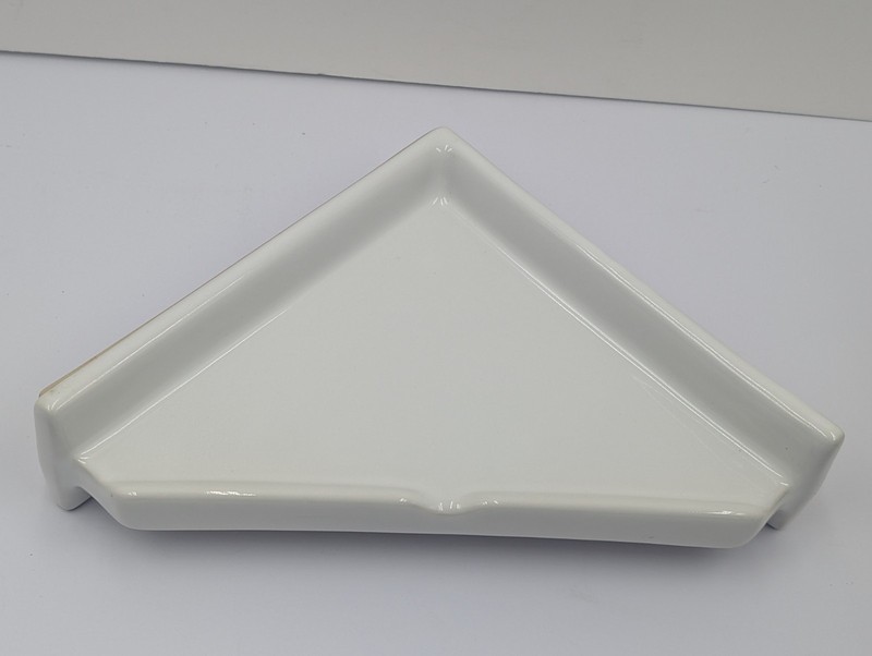 Bath Accessory 8" Straight Edge Shower Corner Shelf White Ceramic Thinset Mount gallery