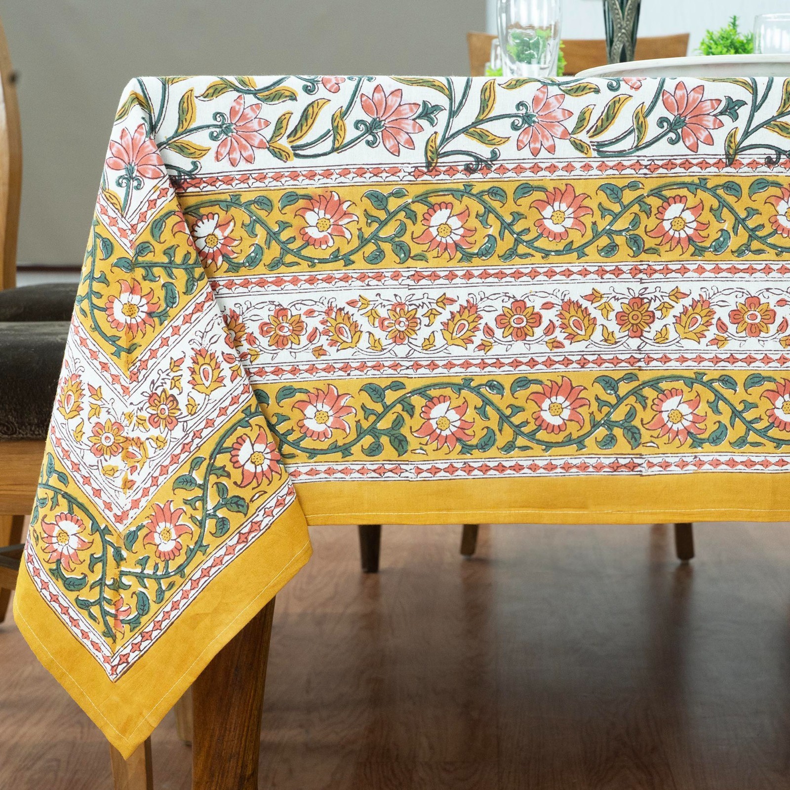 Hand Block Printed Tablecloth, Wedding Gift, Use for Dining Table Decor gallery