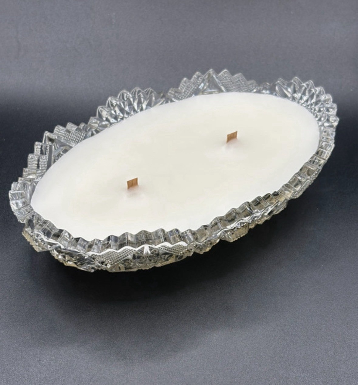 8 oz Handcrafted Tallow Beeswax Candle in Antique ABP Dish gallery
