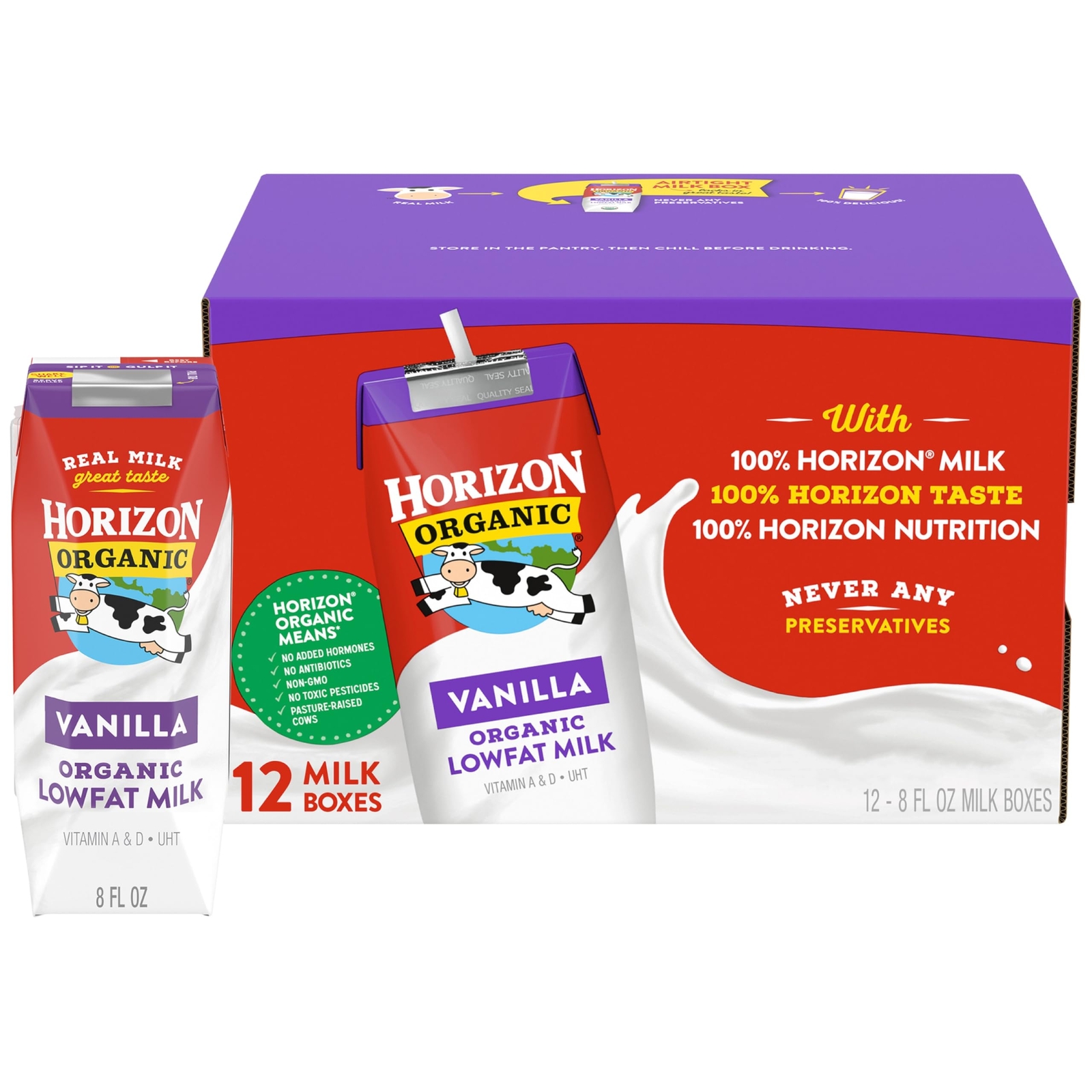 Horizon Organic UHT Milk Boxes 12 Pack Vanilla On The Go Shelf Stable 8 Fl Oz gallery