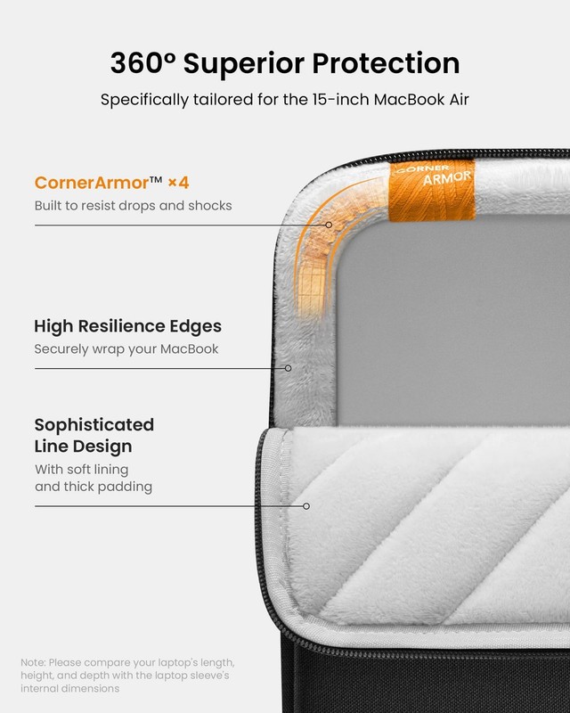 tomtoc 360° Protective Laptop Sleeve for 15-inch New MacBook Air M5 (2026), gallery