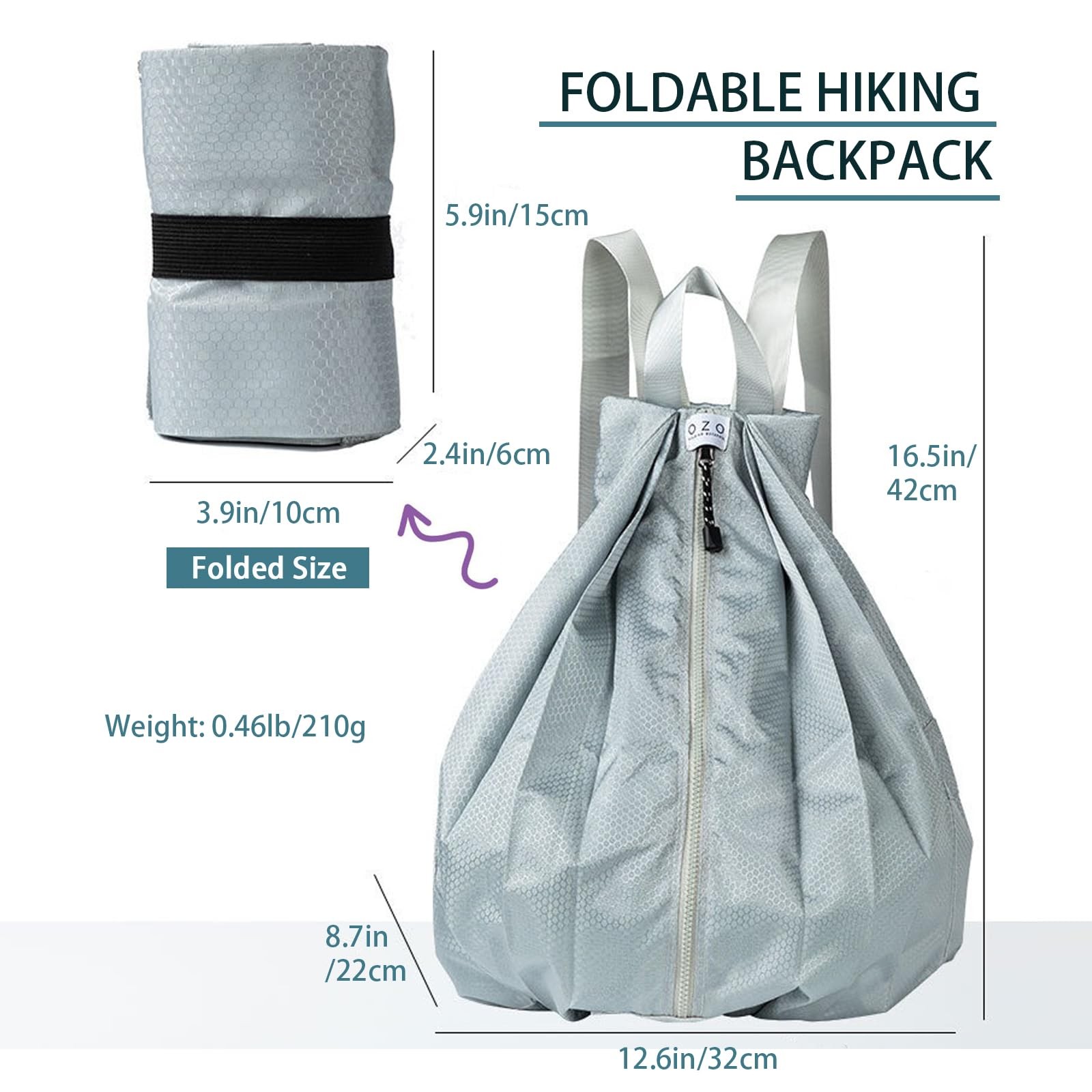 Hiking Backpack Foldable Small Daypack Lightweight Packable Travel Black 2