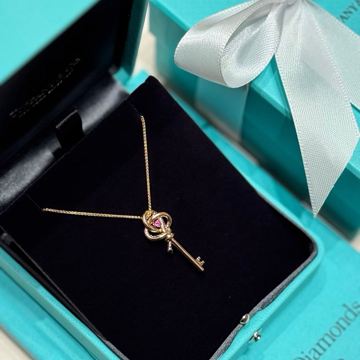 Tiffany & Co. Yellow Gold Key Charm Pendant Necklace on Chain, Love Theme gallery