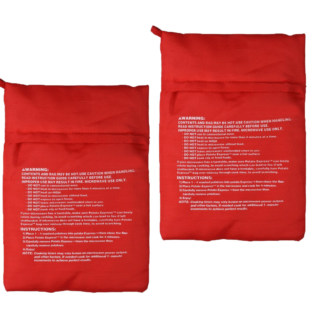 2 Pack New Potato Microwave Cooker Bags 4 Minutes Fast Quick Reusable Washable gallery