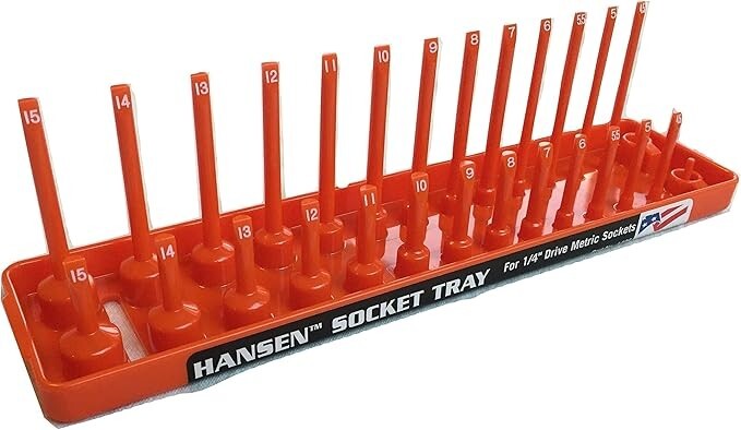 Hansen Global 1/4" Drive Socket Tray Holder Metric MM Standard Deep USA Orange gallery