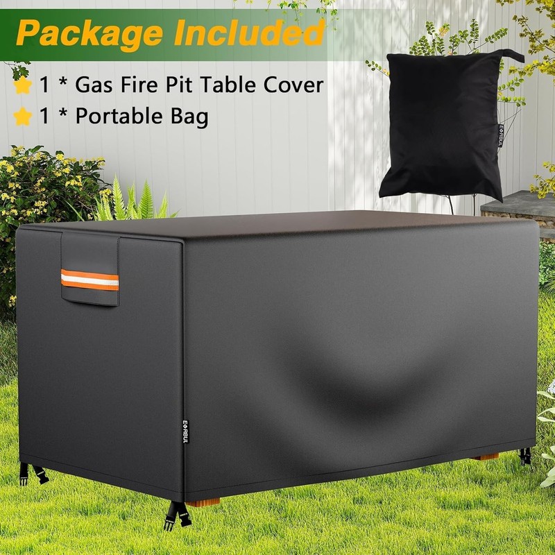 Heavy Duty 420D Rectangular Gas Fire Pit Table Cover for 52*34*24 In New gallery