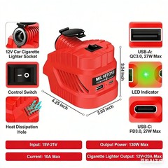 Step Down Converter for Milwaukee 18V with 240W Car Cigarette Lighter Socket