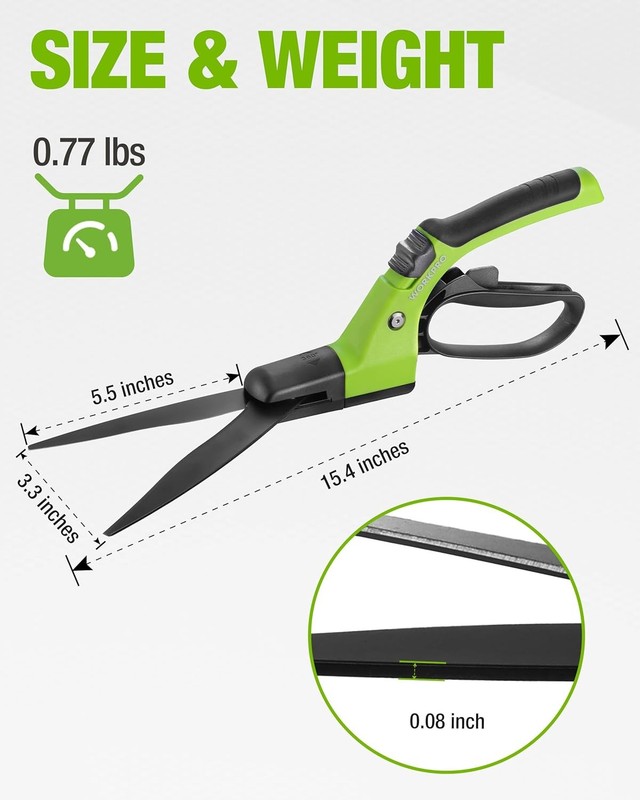 WORKPRO 15" Grass Shears Handheld Grass Clippers 360° Swivel Blade Grass Cutter gallery