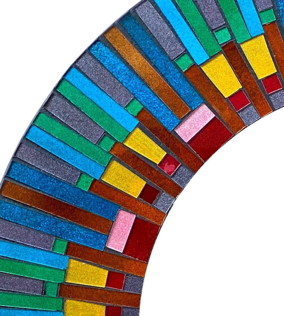 Zorigs - Handcrafted Blue Multicolored Mosaic Mirror, 24" Round Wall Mirror gallery