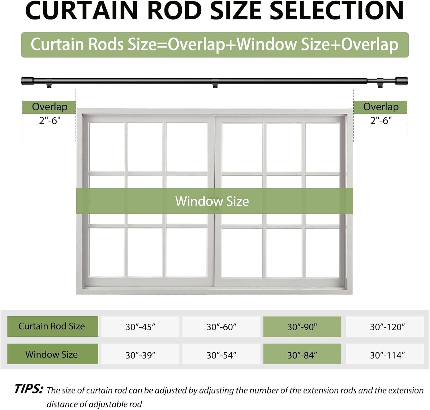 Adjustable Curtain Rod 30–90 Inch Heavy Duty Iron Black For Windows gallery