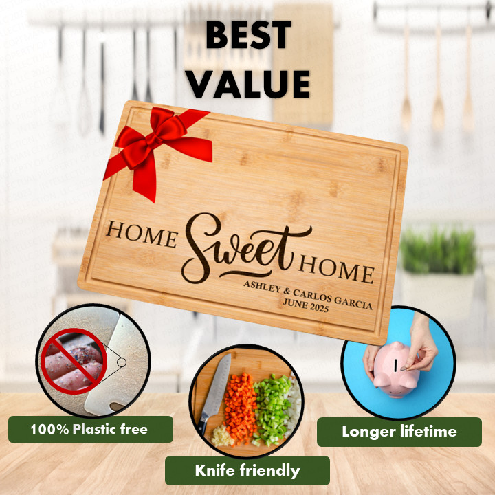 Custom Personalized Engraved Bamboo Cutting Charcuterie Board Home Housewarming gallery